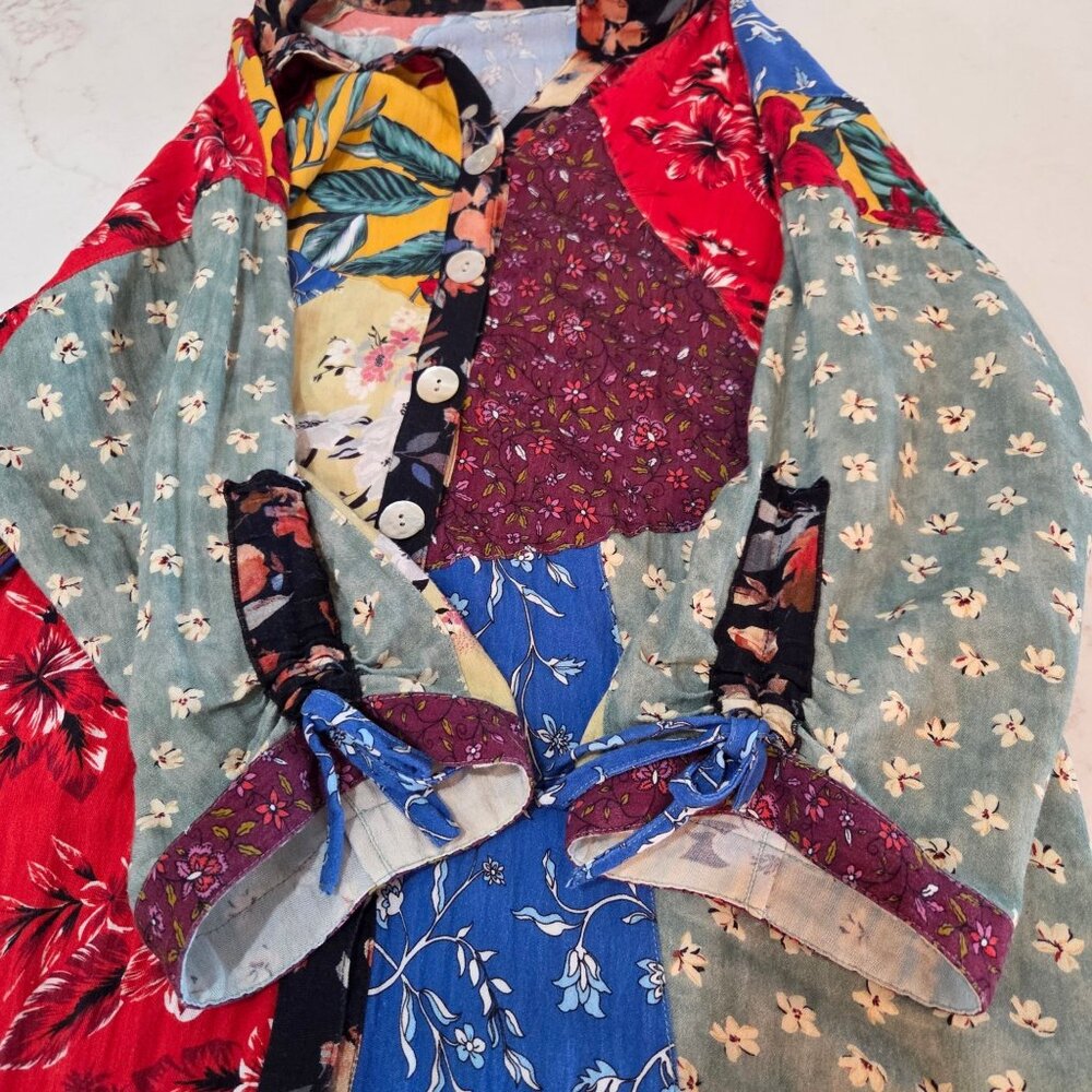 John Mark Tunic Shirt Medium Patchwork Button Dow… - image 7